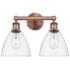 Bristol Glass 16.5"W 2 Light Antique Copper Bath Light With Clear Shad
