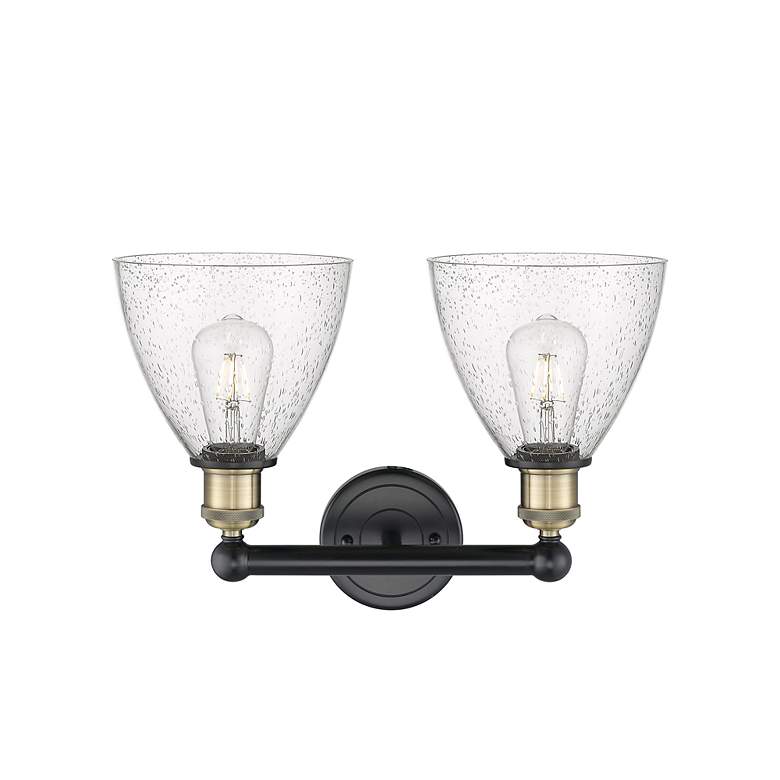 Image 2 Bristol Glass 16.5"W 2 Light Black Brass Bath Light With Seedy Shade more views