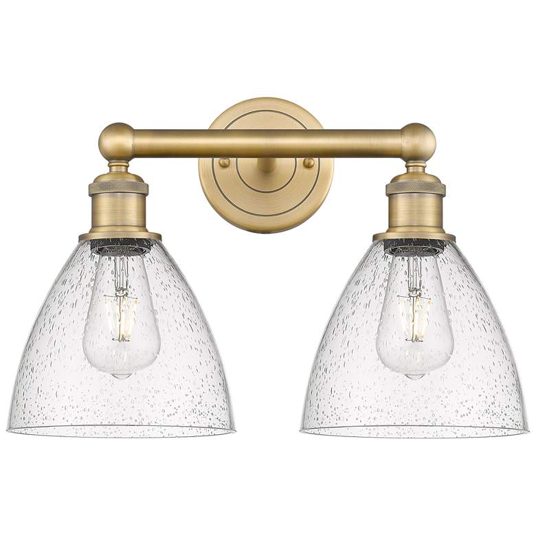 Image 1 Bristol Glass 16.5"W 2 Light Brushed Brass Bath Light With Seedy Shade
