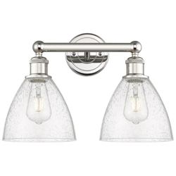 Bristol Glass 16.5&quot;W 2 Light Polished Nickel Bath Light With Seedy Sha