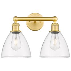 Bristol Glass 16.5&quot;W 2 Light Satin Gold Bath Vanity Light With Clear S