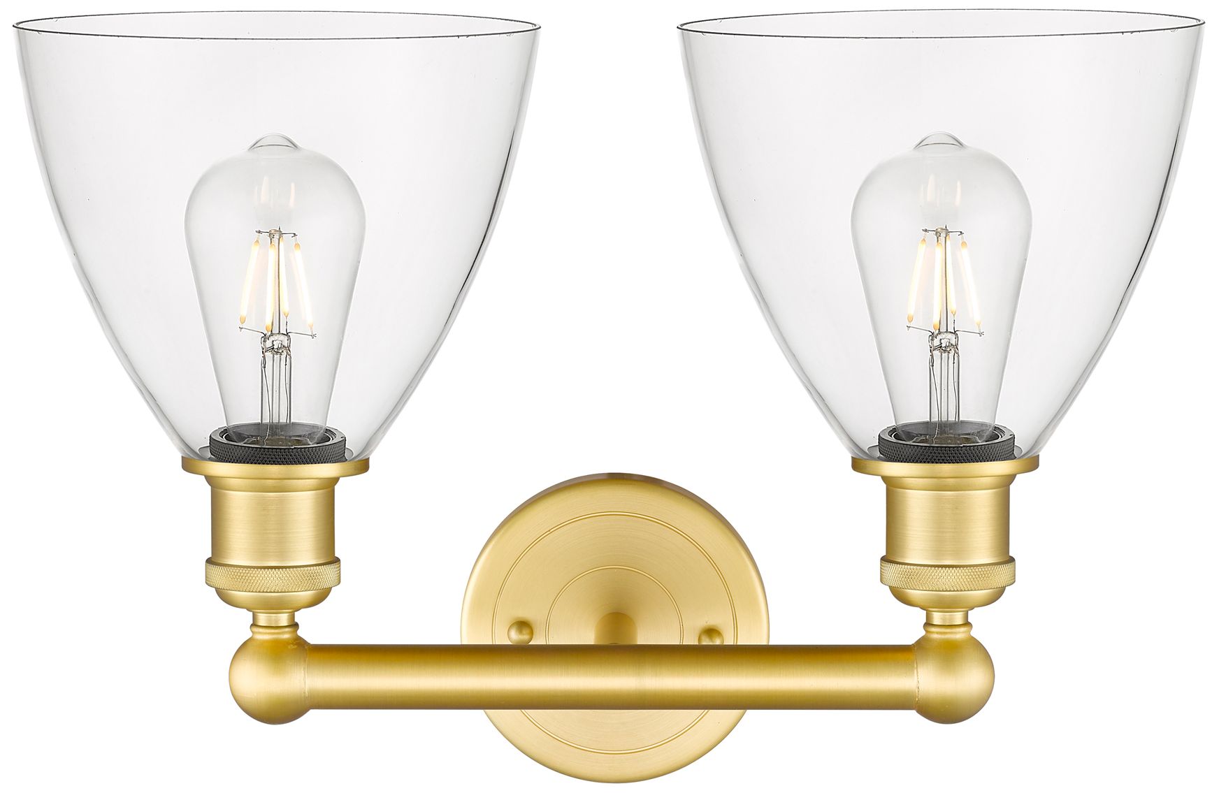 Image 2 Bristol Glass 16.5"W 2 Light Satin Gold Bath Vanity Light With Clear S more views