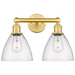 Bristol Glass 16.5&quot;W 2 Light Satin Gold Bath Vanity Light With Seedy S