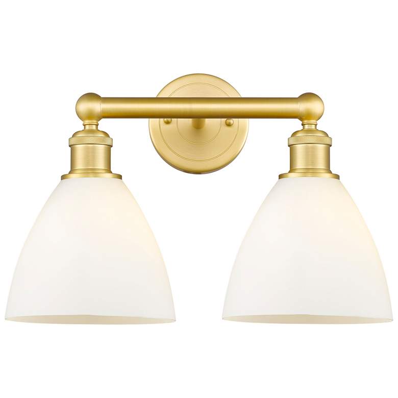 Image 1 Bristol Glass 16.5"W 2 Light Satin Gold Bath Vanity Light With White S