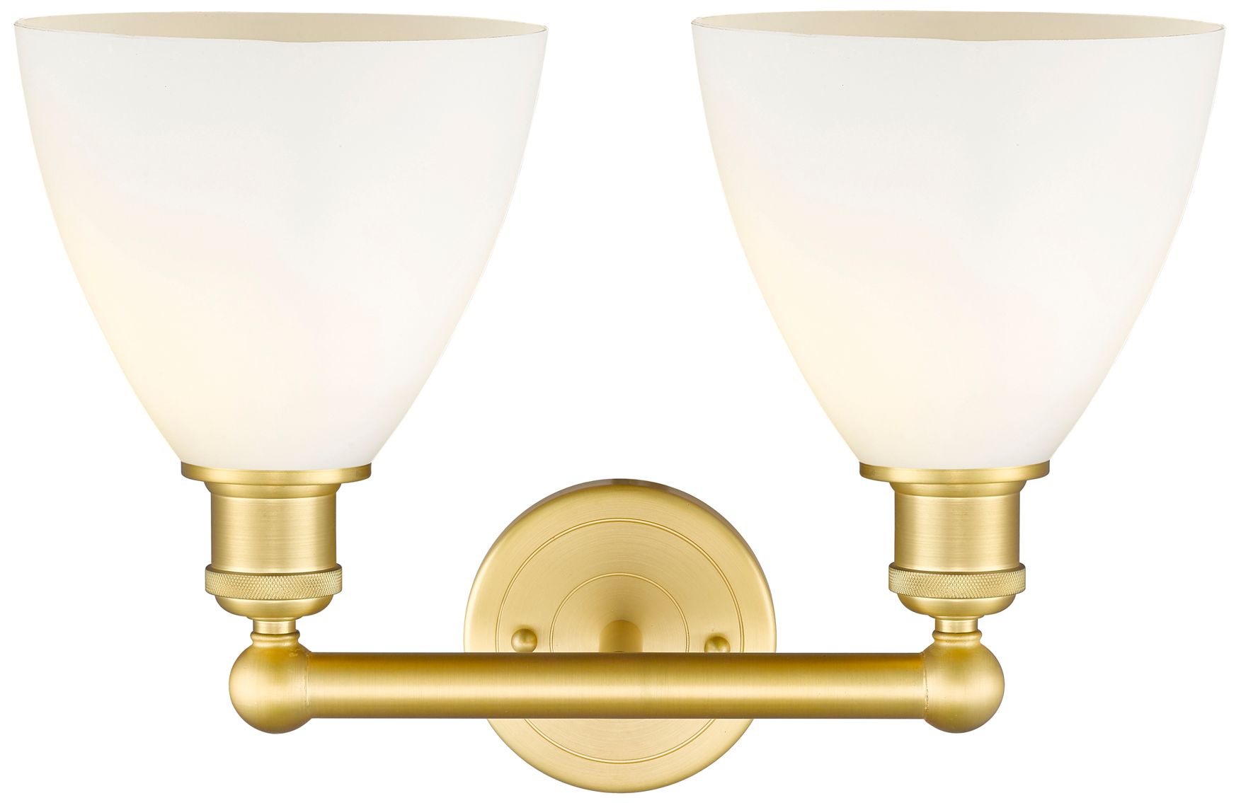 Image 2 Bristol Glass 16.5"W 2 Light Satin Gold Bath Vanity Light With White S more views