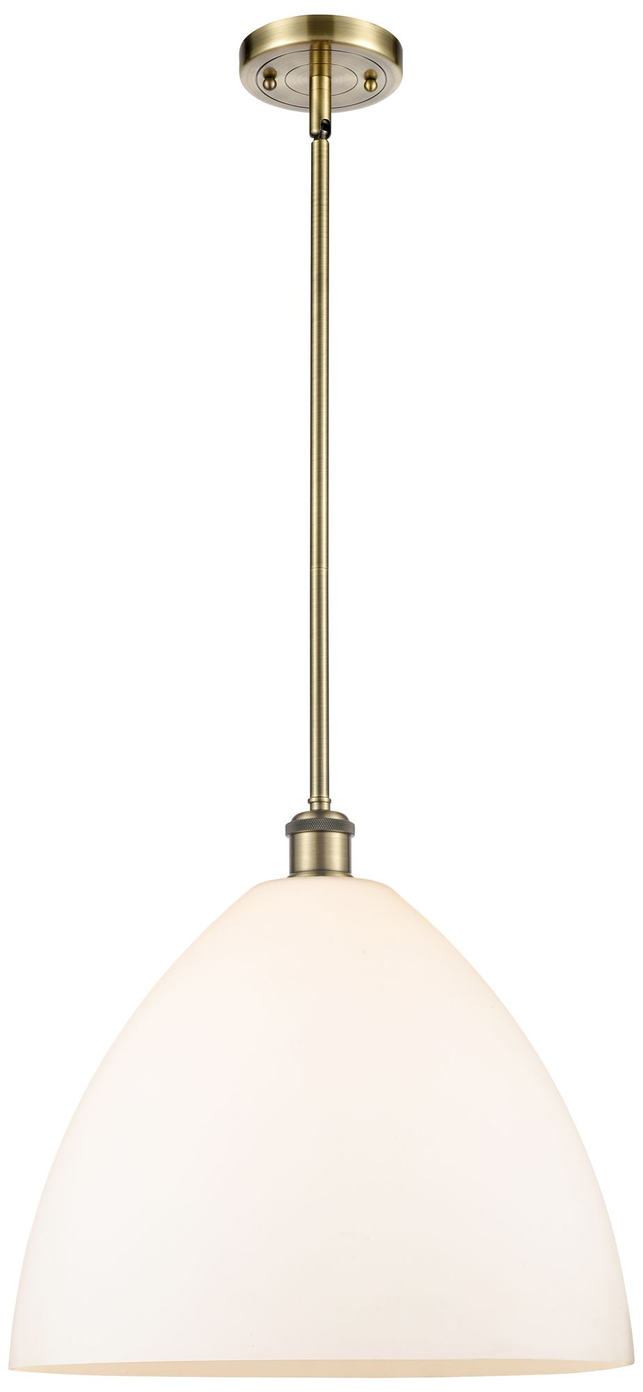 Bristol Glass 16" Antique Brass LED Pendant w/Matte Whitede Made to Order