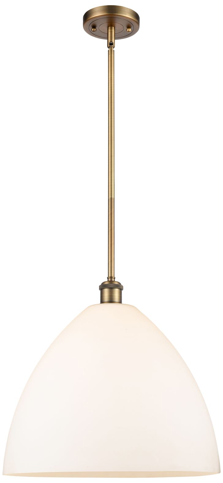 Bristol Glass 16" Brushed Brass Pendant With Matte Whitede Made to Order
