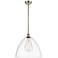 Bristol Glass 16" Antique Brass LED Pendant With Clear Shade