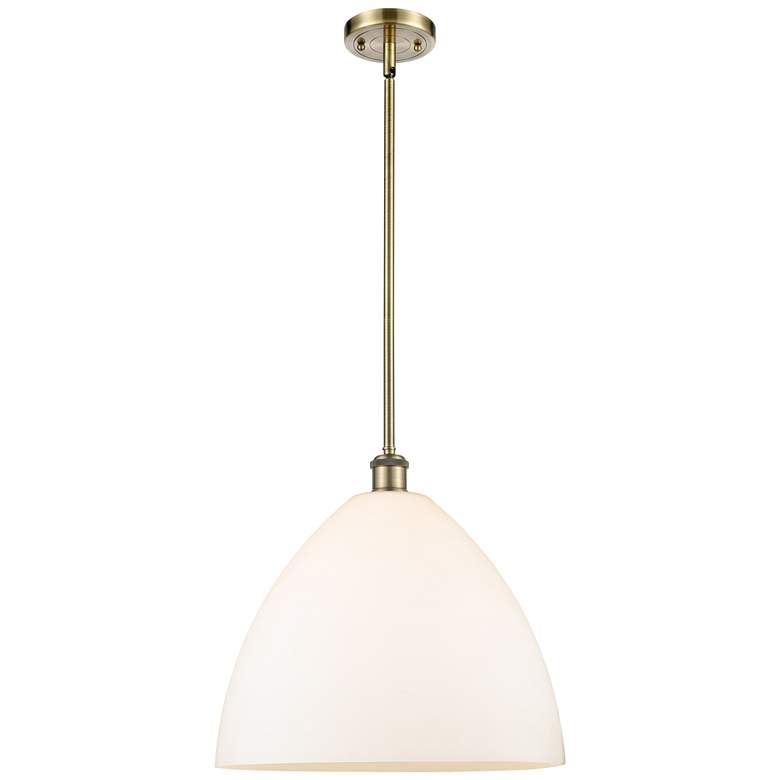 Image 1 Bristol Glass 16" Antique Brass LED Pendant With Matte White Shade