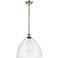 Bristol Glass 16" Antique Brass LED Pendant With Seedy Shade