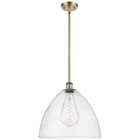 Bristol Glass 16" Antique Brass LED Pendant With Seedy Shade Bristol Glass 16" Antique Brass LED Pendant With Seedy Shade