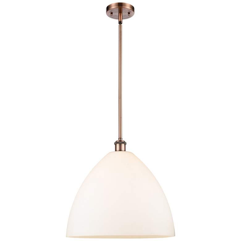 Image 1 Bristol Glass 16 inch Antique Copper LED Pendant With Matte White Shade