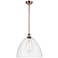 Bristol Glass 16" Antique Copper LED Pendant With Seedy Shade