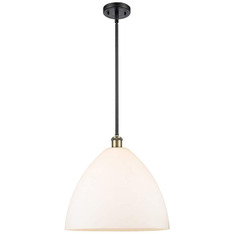 Image 1 Bristol Glass 16" Black Antique Brass Pendant With Matte White Shade