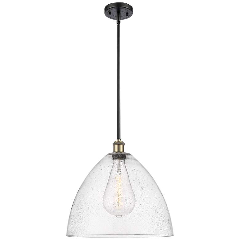 Image 1 Bristol Glass 16" Black Antique Brass Pendant With Seedy Shade
