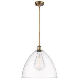 Bristol Glass 16" Brushed Brass LED Pendant With Clear Shade Bristol Glass 16" Brushed Brass LED Pendant With Clear Shade