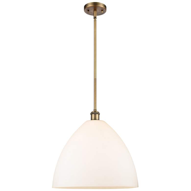 Image 1 Bristol Glass 16" Brushed Brass LED Pendant With Matte White Shade