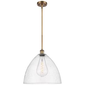 Bristol Glass 16" Brushed Brass LED Pendant With Seedy Shade Bristol Glass 16" Brushed Brass LED Pendant With Seedy Shade