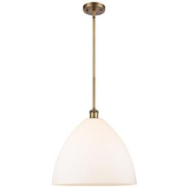 Bristol Glass 16" Brushed Brass Pendant With Matte White Shade Bristol Glass 16" Brushed Brass Pendant With Matte White Shade