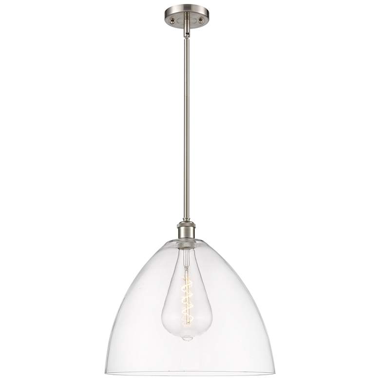 Image 1 Bristol Glass 16 inch Brushed Satin Nickel LED Pendant With Clear Shade