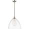 Bristol Glass 16" Brushed Satin Nickel LED Pendant With Clear Shade