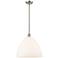 Bristol Glass 16" Brushed Satin Nickel LED Pendant With Matte White Sh