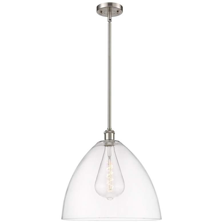 Image 1 Bristol Glass 16" Brushed Satin Nickel Pendant With Clear Shade