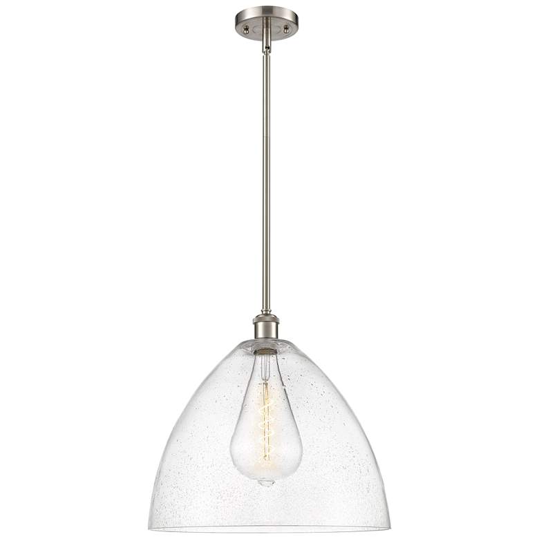 Image 1 Bristol Glass 16" Brushed Satin Nickel Pendant With Seedy Shade