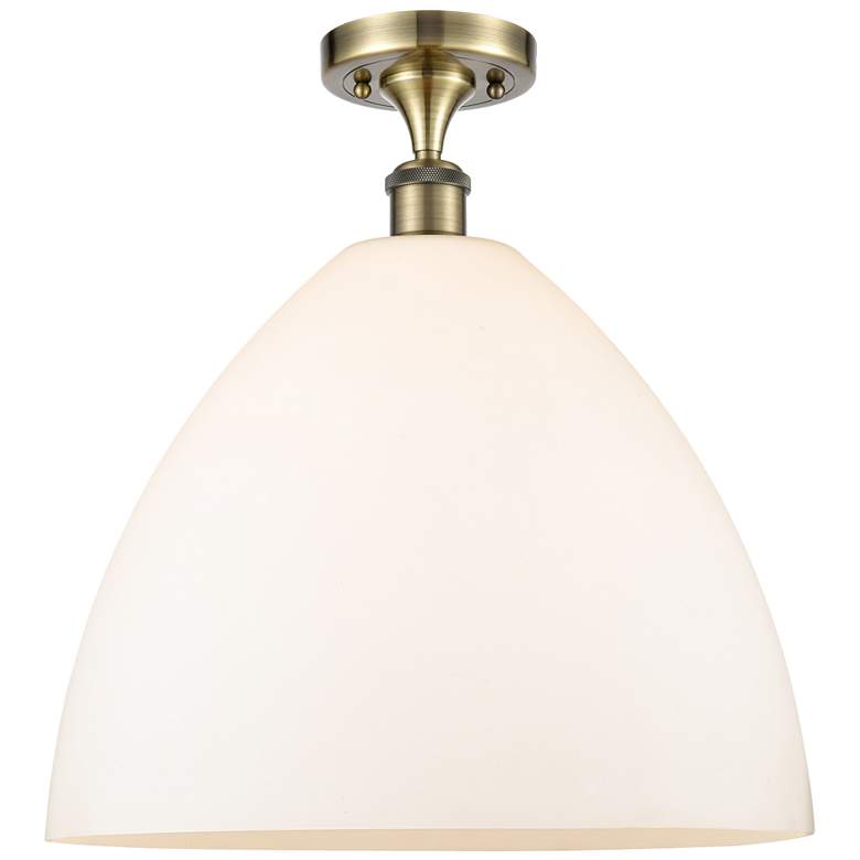 Image 1 Bristol Glass 16" LED Semi-Flush Mount - Antique Brass - Matte White