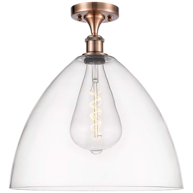 Image 1 Bristol Glass 16" LED Semi-Flush Mount - Antique Copper - Clear Shade