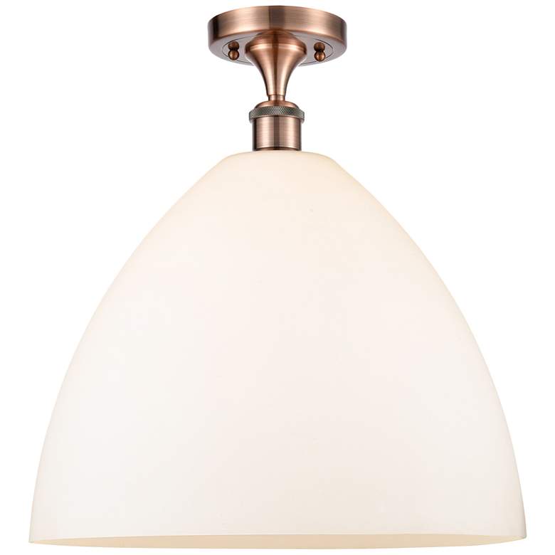 Image 1 Bristol Glass  16" LED Semi-Flush Mount - Antique Copper - Matte White