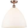 Bristol Glass  16" LED Semi-Flush Mount - Antique Copper - Matte White