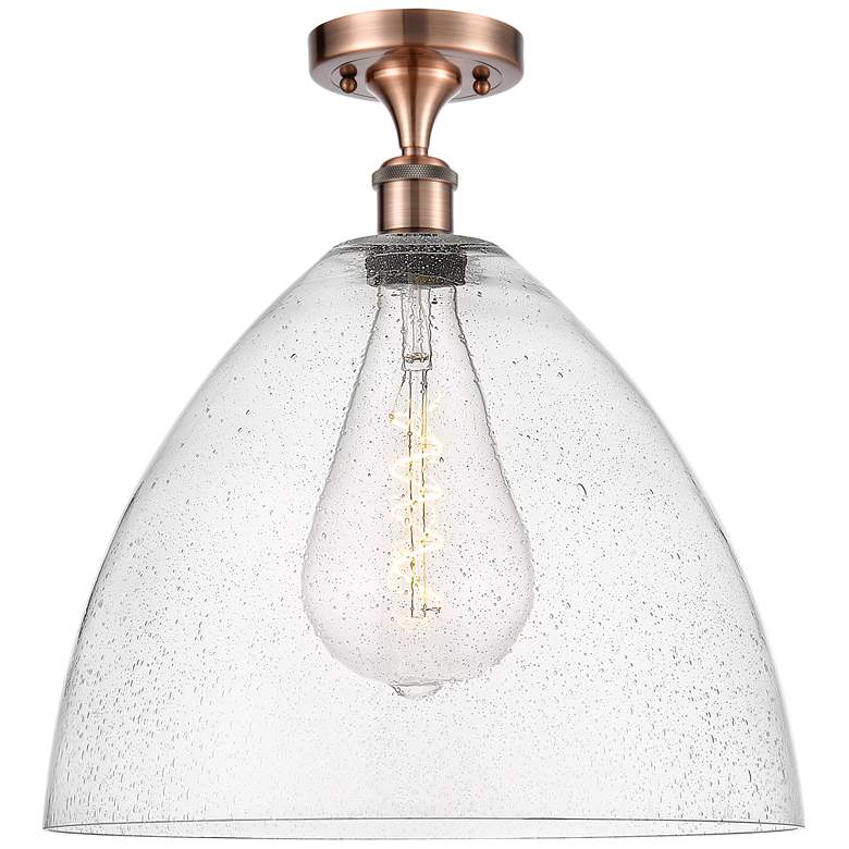 Image 1 Bristol Glass 16" LED Semi-Flush Mount - Antique Copper - Seedy Shade