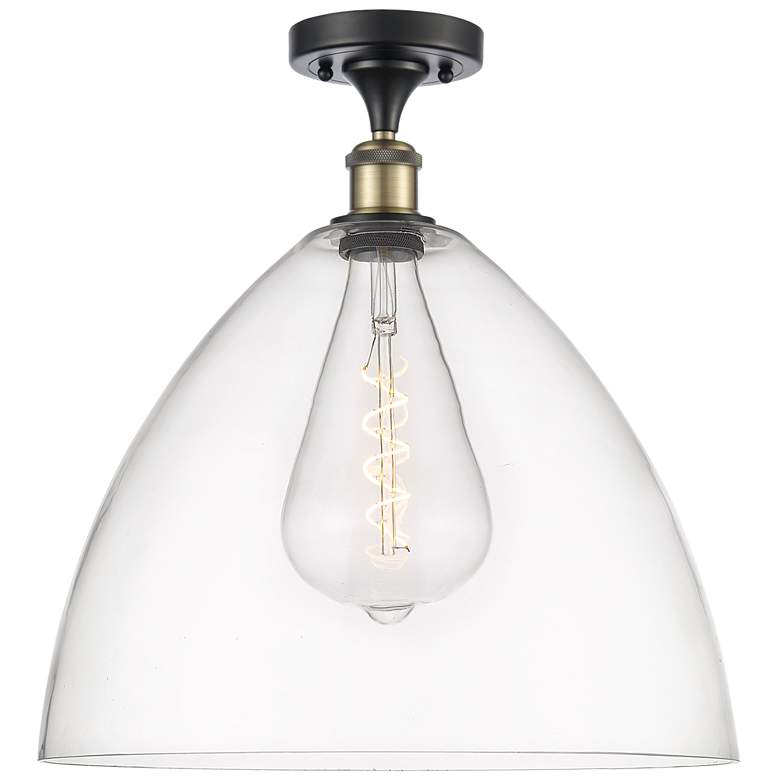 Image 1 Bristol Glass  16" LED Semi-Flush Mount - Black Antique Brass - Clear 