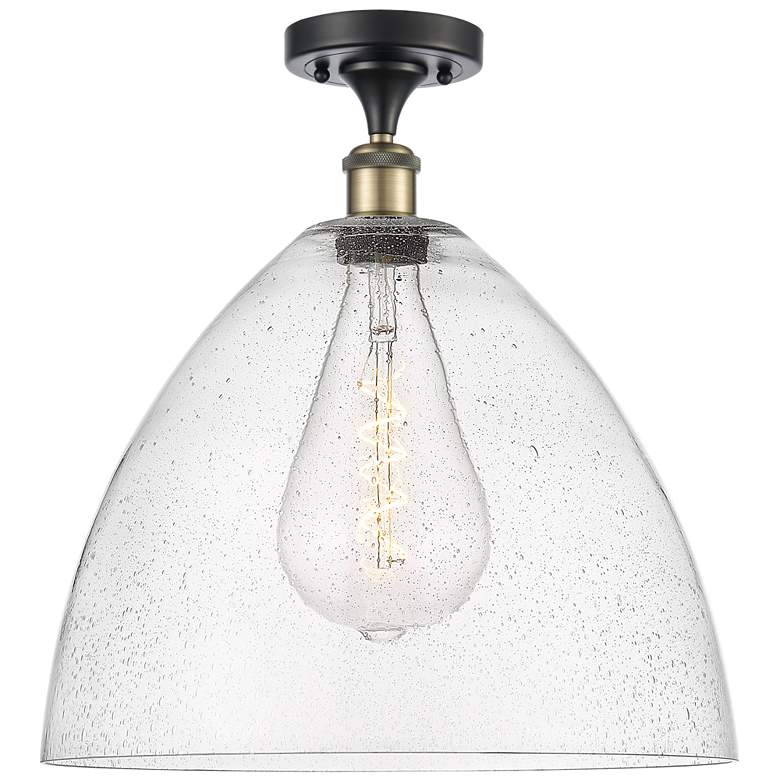 Image 1 Bristol Glass  16" LED Semi-Flush Mount - Black Antique Brass - Seedy 