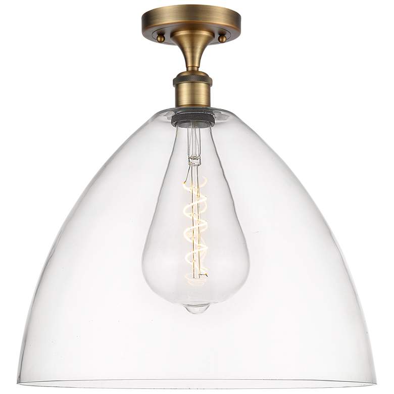Image 1 Bristol Glass 16" LED Semi-Flush Mount - Brushed Brass - Clear Shade