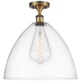Bristol Glass  16" LED Semi-Flush Mount - Brushed Brass - Clear Shade Bristol Glass  16" LED Semi-Flush Mount - Brushed Brass - Clear Shade