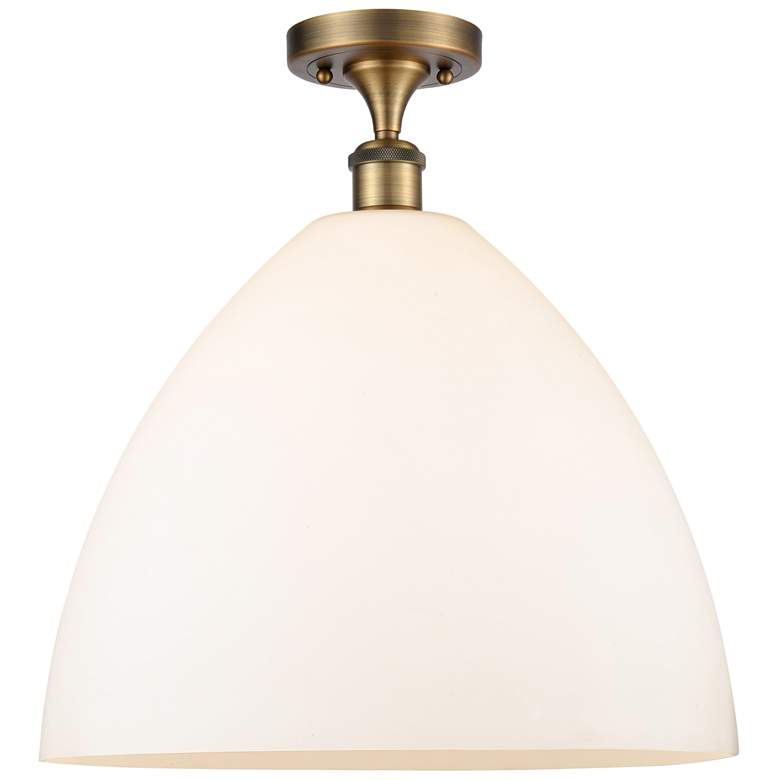 Image 1 Bristol Glass 16" LED Semi-Flush Mount - Brushed Brass - Matte White