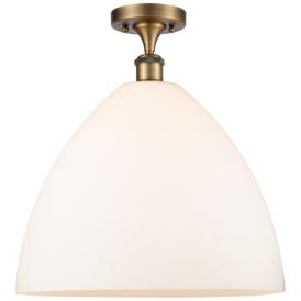 Bristol Glass  16" LED Semi-Flush Mount - Brushed Brass - Matte White Bristol Glass  16" LED Semi-Flush Mount - Brushed Brass - Matte White