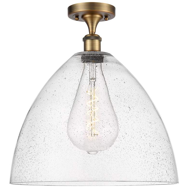 Image 1 Bristol Glass 16" LED Semi-Flush Mount - Brushed Brass - Seedy Shade