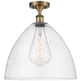 Bristol Glass  16" LED Semi-Flush Mount - Brushed Brass - Seedy Shade Bristol Glass  16" LED Semi-Flush Mount - Brushed Brass - Seedy Shade