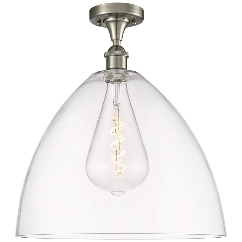 Image 1 Bristol Glass 16" LED Semi-Flush Mount - Brushed Satin Nickel - Clear