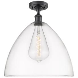 Bristol Glass  16" LED Semi-Flush Mount - Matte Black - Clear Shade Bristol Glass  16" LED Semi-Flush Mount - Matte Black - Clear Shade