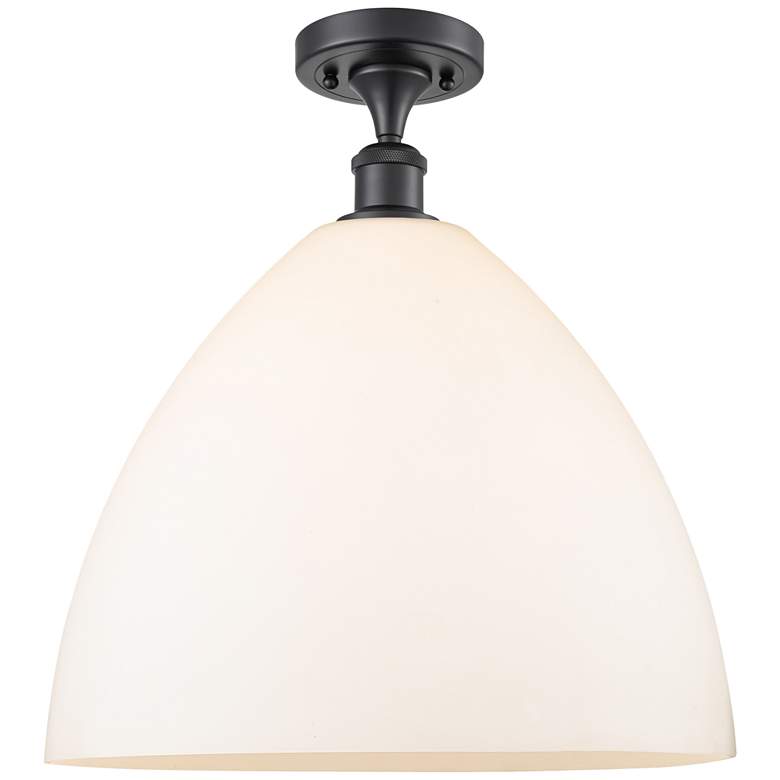 Image 1 Bristol Glass 16" LED Semi-Flush Mount - Matte Black - Matte White Sh