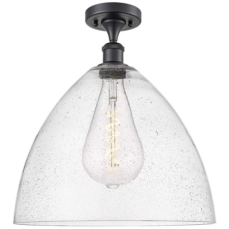 Image 1 Bristol Glass 16" LED Semi-Flush Mount - Matte Black - Seedy Shade