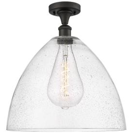Bristol Glass  16" LED Semi-Flush Mount - Oil Rubbed Bronze - Seedy Sh Bristol Glass  16" LED Semi-Flush Mount - Oil Rubbed Bronze - Seedy Sh