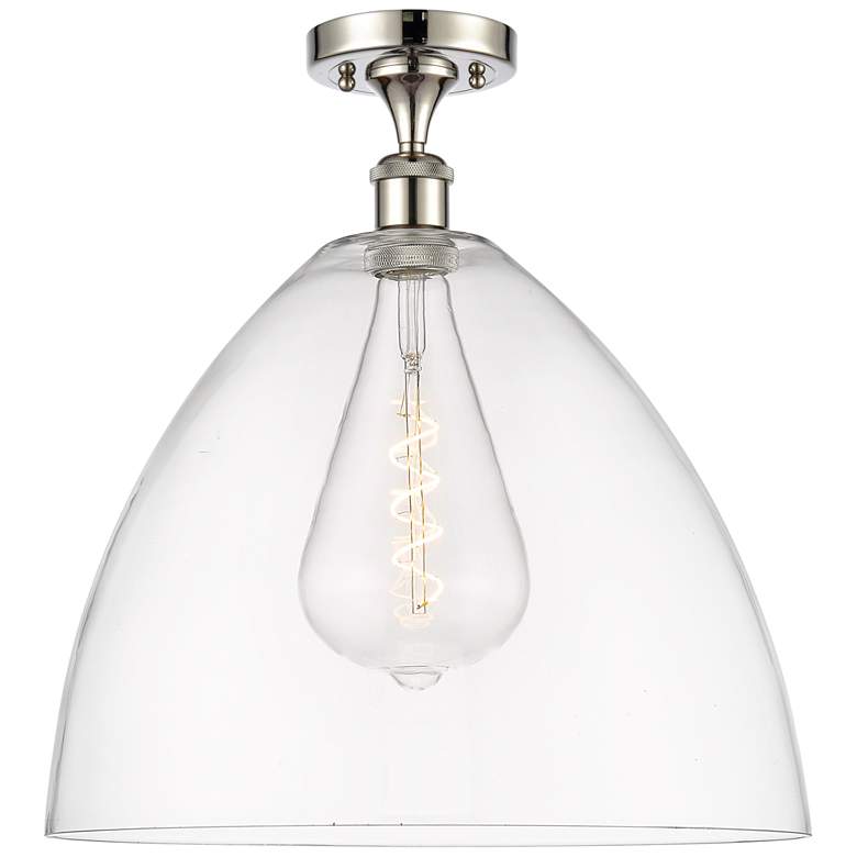 Image 1 Bristol Glass 16" LED Semi-Flush Mount - Polished Nickel - Clear Shad