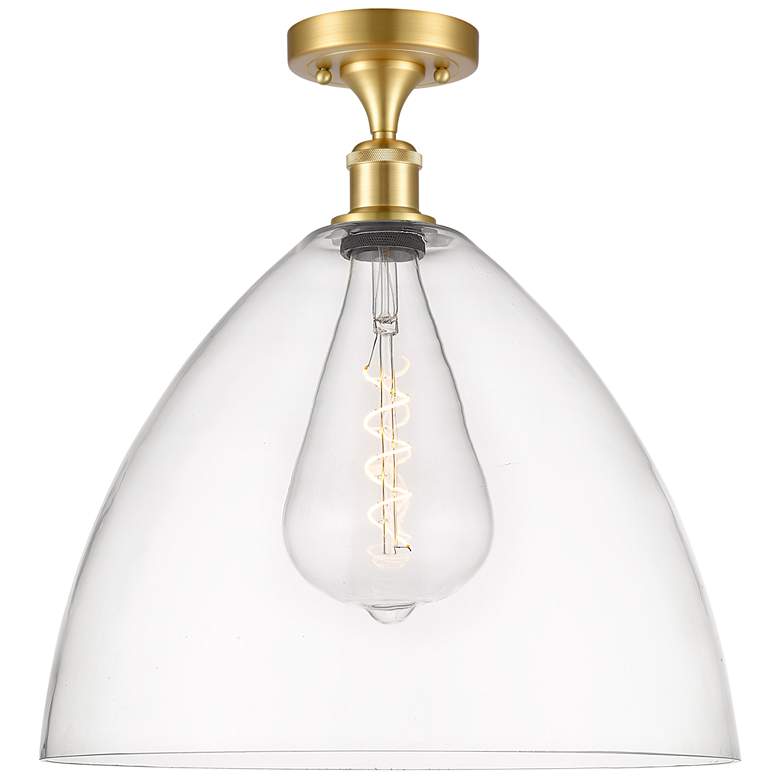 Image 1 Bristol Glass 16" LED Semi-Flush Mount - Satin Gold - Clear Shade