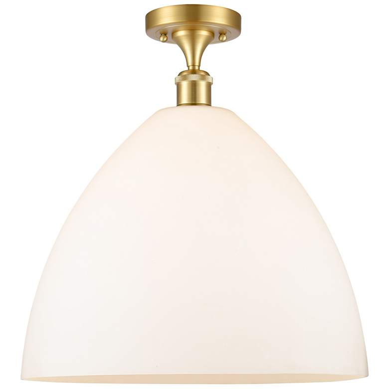 Image 1 Bristol Glass  16 inch LED Semi-Flush Mount - Satin Gold - Matte White Sha