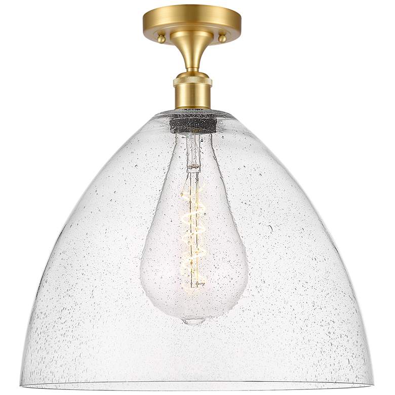 Image 1 Bristol Glass 16" LED Semi-Flush Mount - Satin Gold - Seedy Shade